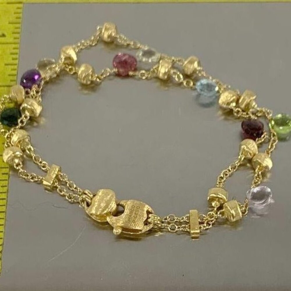Marco Bicego Paradise 18K 2 Strand Bracelet 6.75-7.5" Multi-Gemstone 10g